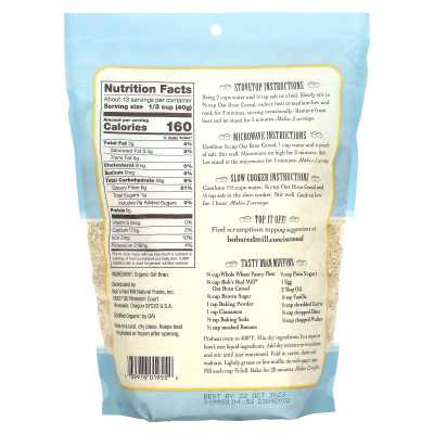 Bob's Red Mill, Organic High Fibre Osieńskie Osły gorące płatki, 18 uncji (510 g)