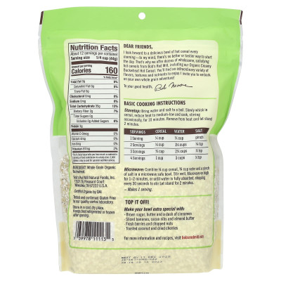 Bob's Red Mill, Bio-Cremige Heiße Buchweizenflocken, Vollkorn, Glutenfrei, 18 oz (510 g) Bob's Red Mill, Bio-Cremige Heiße Buchweizenflocken, Vollkorn, Glutenfrei, 18 oz (510 g)