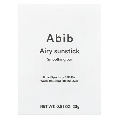 ABIB, Airy Sunstick Wygładzający, SPF 50+, 0,81 uncji (23 g)