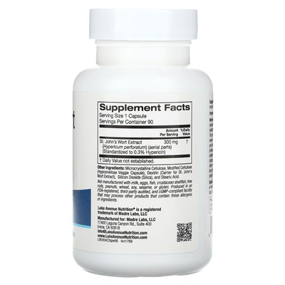 Lake Avenue Nutrition, St. John's Wort Extract, 300 mg, 90 kapsułek wegetariańskich