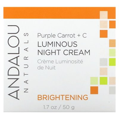Andalou Naturals, Luminous Night Cream, fioletowa marchewka + C, rozjaśnienie, 1,7 fl oz (50 ml) Andalou Naturals, Luminous Night Cream, fioletowa marchewka + C, rozjaśnienie, 1,7 fl oz (50 ml)