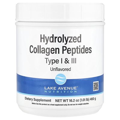 Lake Avenue Nutrition, zhydrolizowane peptydy kolagenowe, typ I i III, niezmienione, 1,01 funtów (460 g) Lake Avenue Nutrition, zhydrolizowane peptydy kolagenowe, typ I i III, niezmienione, 1,01 funtów (460 g)