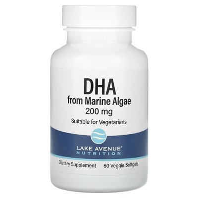 Lake Avenue Nutrition, DHA from Marine Algae, 200 mg, wegetariańskie omega, 60 wegetariańskich softgels