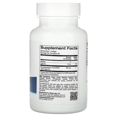 Lake Avenue Nutrition, DHA from Marine Algae, 200 mg, vegetarian omega, 60 vegetarian softgels