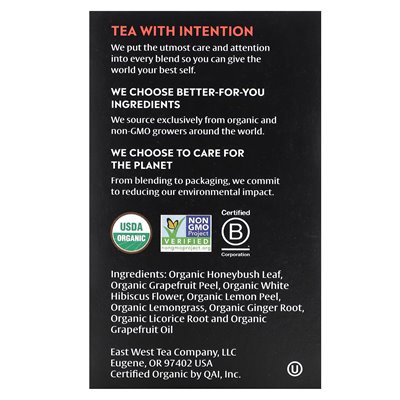 Organic Tea Selection, Herbal Teas, Grapefruit Honey, Caffeine Free, 16 Tea Bags, 1.02 oz (29 g)