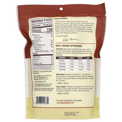 Bob's Red Mill, Bio-Cremiger Naturreis, warmes Müsli, 24 oz (680 g)