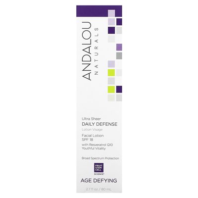 Andalou Naturals, Ultra Sheer Daily Defense Facial Balm, Age Defying, SPF 18, 2.7 fl oz (80 ml)