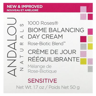 Andalou Naturals, 1000 Roses, Biome Balancing Cream, Sensitive, 17 oz (50 g)