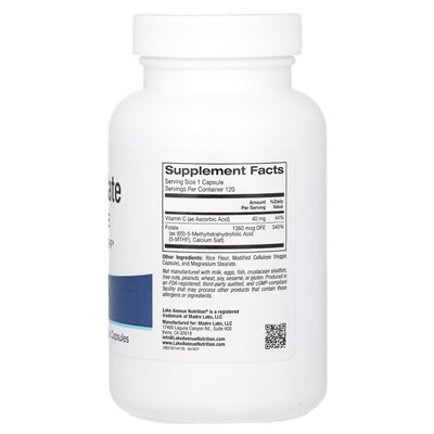 Lake Avenue Nutrition, Methylfolat, 800 mcg, 120 vegetarische Kapseln
