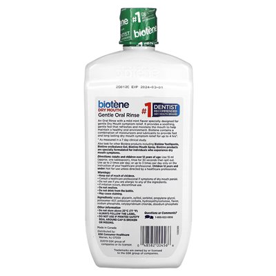 Produkty dentystyczne biotenowe, suchość delikatna doustna płukanie, delikatna mennica, 16 fl oz (473 ml)