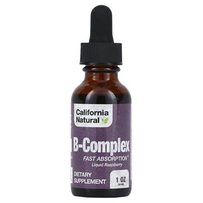 Kalifornia Natural, B-Complex, malina, 1 uncja (30 ml)