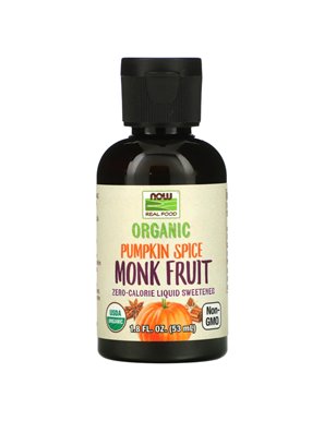 NOW Foods, Real Food, Organic Monk Fruit, Zero Calorie Liquid Sweetener, Pumpkin Pepper, 1.8 fl oz (53 ml)