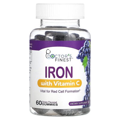 Doctor's best, iron with vitamin C, grapes, 60 gummy