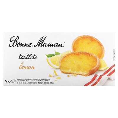 Bonne Maman, tartlet, cytryna, 9 tartlet, 0,49 uncji (13,9 g) Bonne Maman, tartlet, cytryna, 9 tartlet, 0,49 uncji (13,9 g)