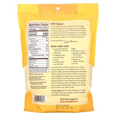 Bob's Red Mill, Cornmeal, Whole Grain, 1 lb 6 oz (624 g)
