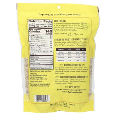 Bob's Red Mill, Organic Scottish Ośniacz, 20 uncji (567 g)