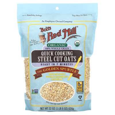 Bob's Red Mill, Organic Quick Cooking Stal Oats, Whole Grain, 1 lb 6 oz (624 g) Bob's Red Mill, Organic Quick Cooking Stal Oats, Whole Grain, 1 lb 6 oz (624 g)