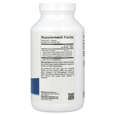 Lake Avenue Nutrition, Resveratrol Complex, 500mg, 250 Vegetarian Capsules