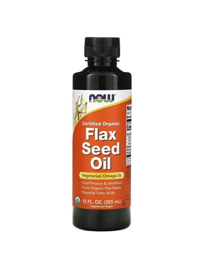 NOW Foods, Certyfikowany Organiczny, Olej Lniany, 12 uncji (355 ml)