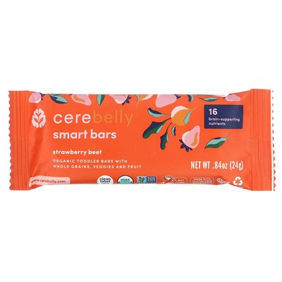 Cerebelly, Inteligentne Batony, Organiczne Batony dla Dzieci, Truskawka Burak, 5 Batonów, 0,84 uncji (24 g) Każdy