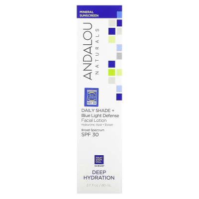 Andalou Naturals, Daily Shade + Blue Light Defense Facial Balsal, SPF 30, Deep Hydration, 2.7 fl oz (80 ml)