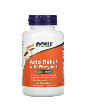 NOW Foods, Acid Relief with Enzymes, 60 Chews