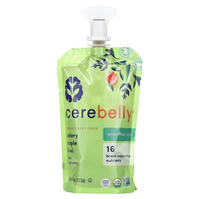 Cerebelly, organiczna puree dla niemowląt, w stylu koktajlu, seler, jabłko, kiwi z ogórkiem, 4 uncje (113 g)