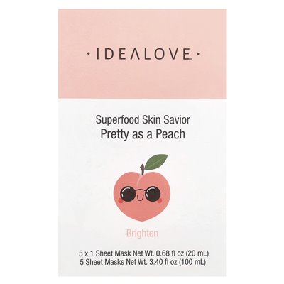 Idealove, Superfood Skin Savior, Hübsch wie ein Pfirsich, 5 Schönheitsmasken, 0,68 fl oz (20 ml)