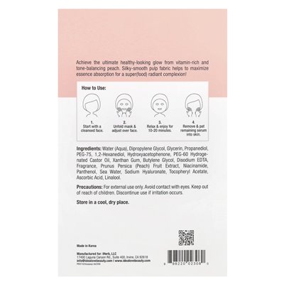 Idealove, Superfood Skin Savior, Hübsch wie ein Pfirsich, 5 Schönheitsmasken, 0,68 fl oz (20 ml)