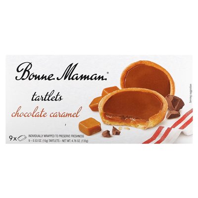 Bonne Maman, tartlety, karmel czekoladowy, 9 tartletów, 0,53 uncji (15 g) każdy