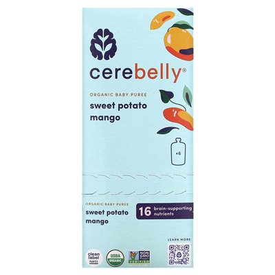 Cerebelly, organiczna puree dla niemowląt, słodkie ziemniaki, mango, 6 woreczek, 4 uncje (113 g)