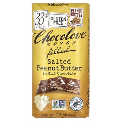 Chocolove, wypełnione solone masło orzechowe w mlecznej czekoladzie, 33% kakao, 3,2 uncji (90 g)