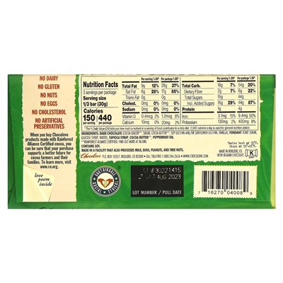 Chocolove, gefüllt mit Minzcreme in dunkler Schokolade, 55 % Kakao, 3,2 oz (90 g)