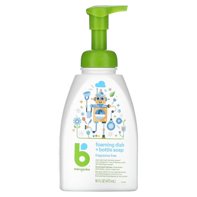 Babyganics, pieniący się naczynie + mydło do butelek, zapach, bez zapachu, 16 Oz (473 ml)