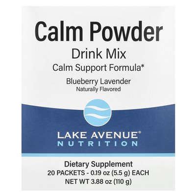 Lake Avenue Nutrition, Calm Powder Drink Mix, Lavender Blueberry, 20 packets, 0.19 oz (5.5 g) each