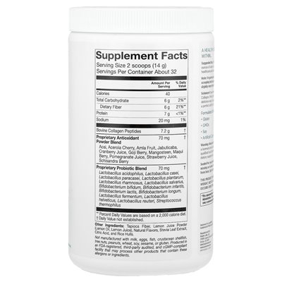 Solumeve, kolagen z probiotykami i superfruitami, proszkowana mieszanka napojów, lemoniada truskawkowa, 16 uncji (454 g)