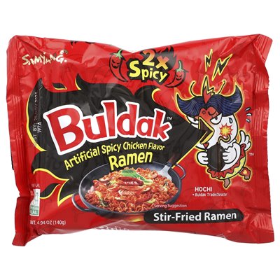 Buldak, Buldak™, gebratene Ramen, scharfes Hühnchen, 2x scharf, 5 Packungen, je 4,94 oz (140 g)