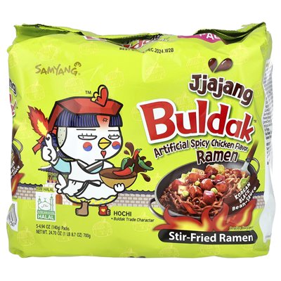 Buldak, Buldak ™, fried ramen, spicy chicken, jjajang, 5 packs, 4.94 oz (140 g)