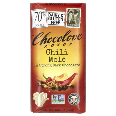 Chocolove, Chili Mole in kräftiger dunkler Schokolade, 70 % Kakao, 3,2 oz (90 g)