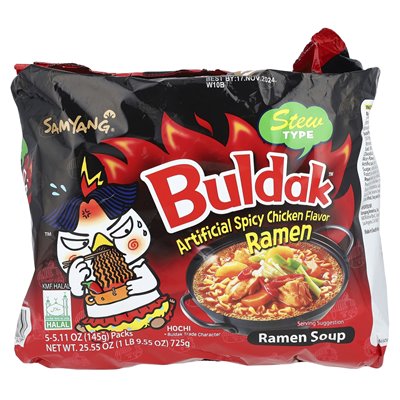 Buldak, Buldak ™, Ramensuppe, scharfes Hühnchen, Eintopfart, 5 Packungen, 5,11 oz (145 g)