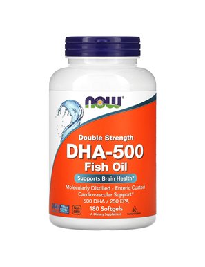 NOW Foods, Double Strength DHA-500 Fish Oil, 180 Capsules NOW Foods, Double Strength DHA-500 Fish Oil, 180 Capsules