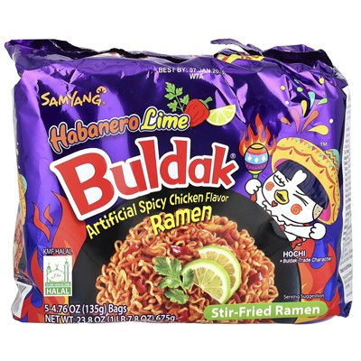 Buldak, Buldak®, gebratene Ramen, scharfes Huhn, Habanero-Limette, 5 Packungen, 4,76 oz (135 g)