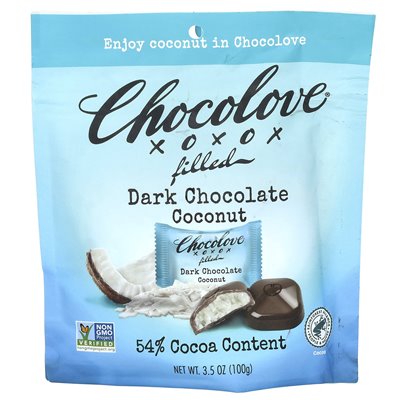 Chocolove, filled dark chocolate, coconut, 54% cocoa, 3.5 oz (100 g)