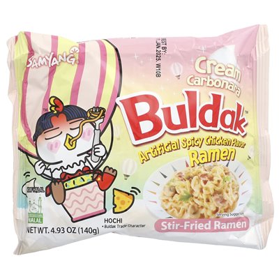 Buldak, Buldak ™, Gebratene Ramen, Scharfes Hühnchen, Cremige Carbonara, 5 Packungen, 4,93 Unzen (140 G)
