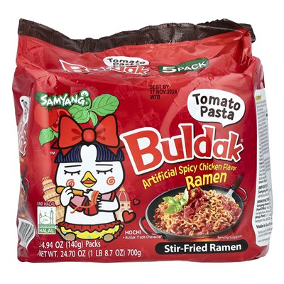 Buldak, Buldak®, Stir-Fried Ramen, Spicy Chicken, Tomato Noodles, 5 Packs, 4.94 oz (140 g)