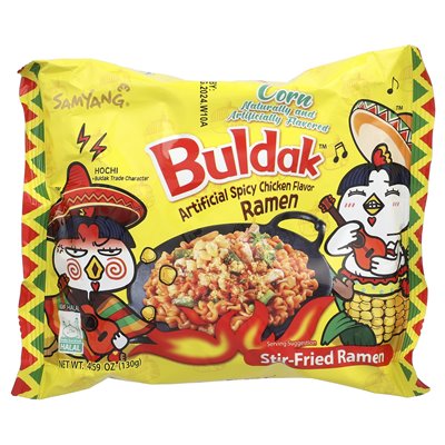 Buldak, Buldak ™, frittierte Ramen, Mais, künstliches würziges Huhn, 5 Packungen, 4,59 Unzen (130 G)
