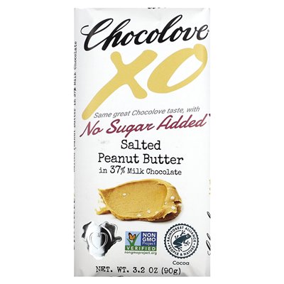 Chocolove, XO, salted peanut butter in 37% milk chocolate, 3.2 oz (90 g)
