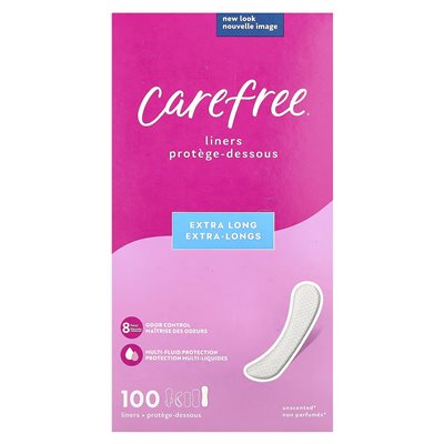 Carefree, Acti-Fresh, Daily Liners, Extra Long, Unscented, 100 Liners Carefree, Acti-Fresh, Daily Liners, Extra Long, Unscented, 100 Liners