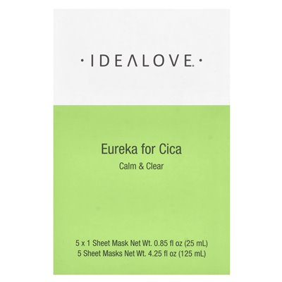 Idealove, Eureka for Cica, Calm & Clear, 5 Schönheitsmasken, 0,85 fl oz (25 ml)
