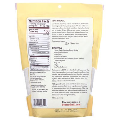 Bob's Red Mill, Bio-Naturreismehl, Vollkorn, 24 oz (680 g)